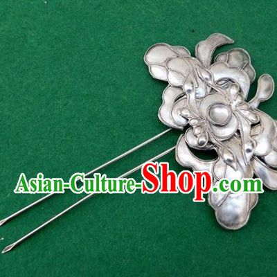 Chinese Traditional Miao Nationality Hair Accessories Minority Lotus Hairpins Headwear for Women