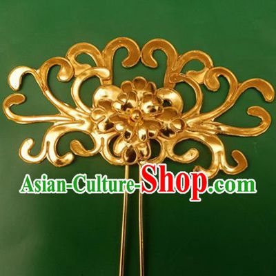 Traditional Chinese Miao Nationality Golden Chrysanthemum Hanfu Hairpins Hair Accessories for Women