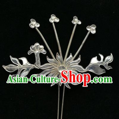 Traditional Chinese Miao Nationality Hair Accessories Chrysanthemum Hairpins for Women