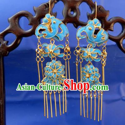 Chinese Traditional Ornaments Accessories Ancient Blue Lotus Earrings for Women