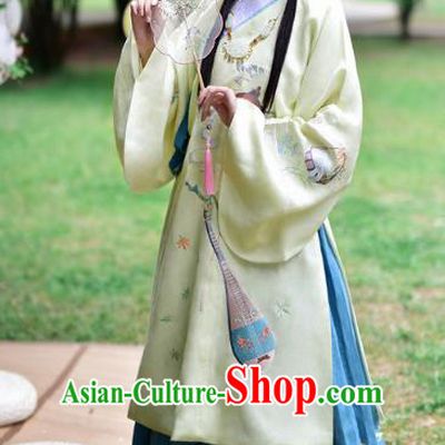 Chinese Ming Dynasty Noble Lady Embroidered Costume Ancient Debutante Hanfu Dress for Women