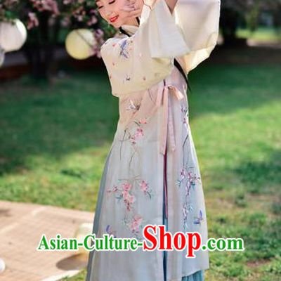 Chinese Ming Dynasty Dancer Embroidered Costume Ancient Palace Lady Hanfu Dress for Women