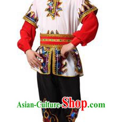 Traditional Chinese Xinjiang Uyghur Nationality White Costume, Uigurian Minority Folk Dance Ethnic Clothing for Men