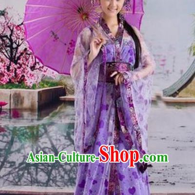 Traditional Chinese Ancient Fairy Costume Tang Dynasty Imperial Princess Purple Hanfu Dress for Women