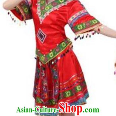 Traditional Chinese Miao Ethnic Dress, Hmong Minority Folk Dance Costume and Hat for Women