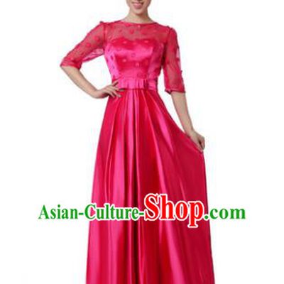 Top Grade Chorus Singing Group Modern Dance Rosy Dress, Compere Classical Dance Costume for Women
