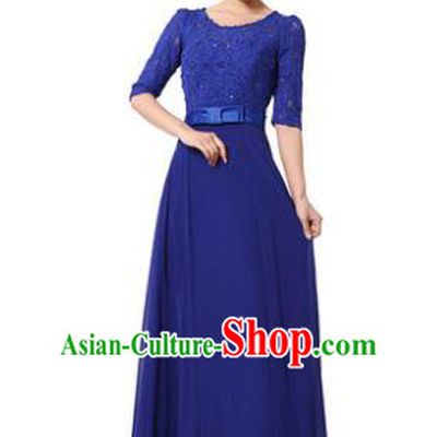 Professional Chorus Singing Group Stage Performance Costume, Compere Modern Dance Royalblue Lace Dress for Women