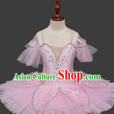 Top Grade Modern Dance Costume Ballet Ballerina Dance Pink Bubble Dress for Women