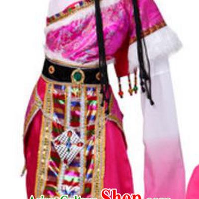 Traditional Chinese Zang Nationality Dance Clothing, China Tibetan Minority Ethnic Costume for Women