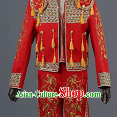 Top Grade European Traditional Court Costumes England Prince Red Suits for Men