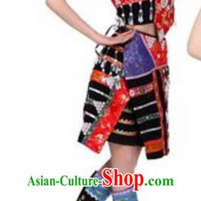 Traditional Chinese Dai Nationality Costume, Chinese Dai Ethnic Dance Dress and Bamboo Hat for Women