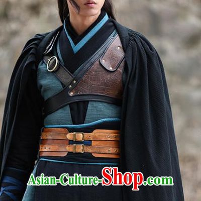 Traditional Chinese Ancient Assassinator Jing Ke Costume Qin Dynasty Swordsman Clothing for Men