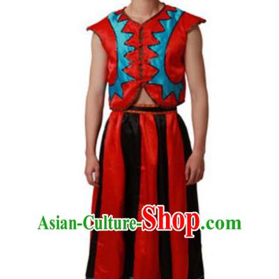 Traditional Chinese Yi Nationality Dance Dress, Chinese Yi Ethnic Dance Costume for Men