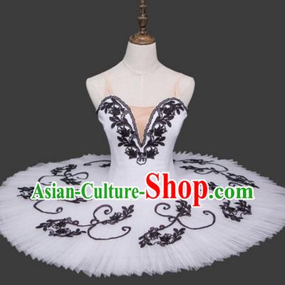 Top Grade Ballet Dance Costume White Dress Bubble Ballerina Skirt Tu Tu Dancewear for Women