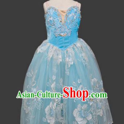 Top Grade Ballet Dance Costume Blue Dress Ballerina Skirt Tu Tu Dancewear for Women