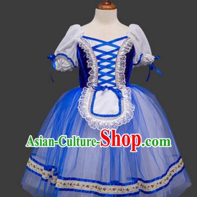 Top Grade Ballet Swan Dance Costume Blue Dress Ballerina Skirt Tu Tu Dancewear for Women