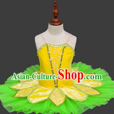 Top Grade Ballet Swan Dance Costume Green Veil Dress Ballerina Skirt Tu Tu Dancewear for Women