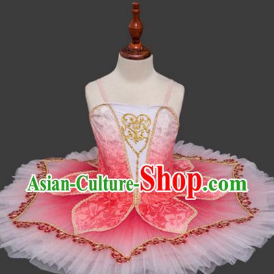 Top Grade Ballet Swan Dance Costume Pink Veil Dress Ballerina Skirt Tu Tu Dancewear for Women