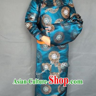 Chinese Traditional Zang Nationality Clothing Blue Tibetan Robe, China Tibetan Ethnic Heishui Dance Costume for Women