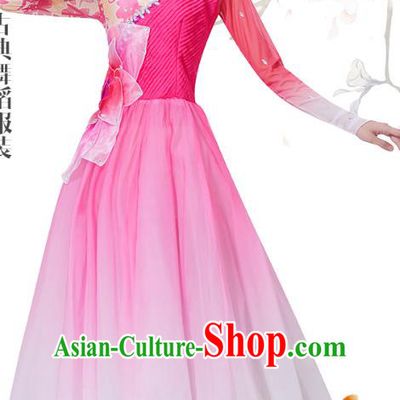 Top Grade Chinese Classical Dance Pink Dress Stage Performance Lotus Dance Costume for Women