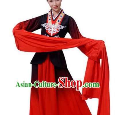 Top Grade Chinese Classical Dance Water Sleeve Dress Stage Performance Folk Dance Costume for Women