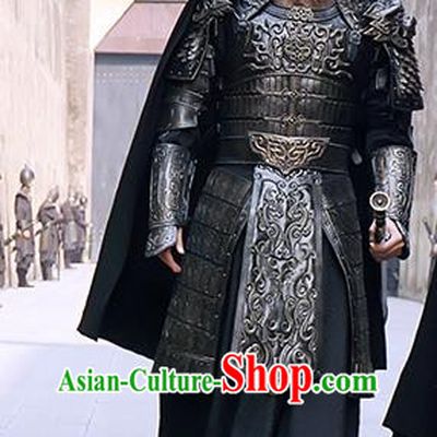 Chinese Ancient Qin Dynasty General Han Shen Historical Body Armor and Helmet Complete Set for Men
