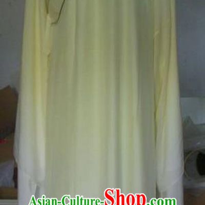 Chinese Traditional Beijing Opera Niche Costumes China Peking Opera Printing Peach Blossom Yellow Robe for Adults