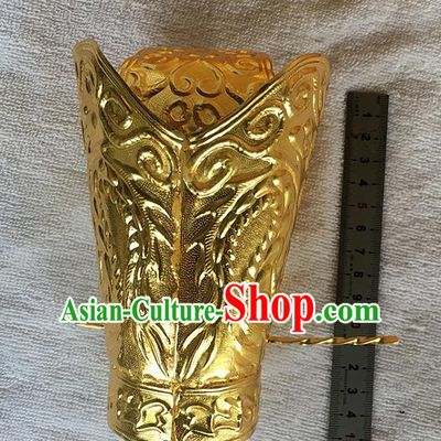 Chinese Traditional Ancient Emperor Golden Hairdo Crown Hairpins Hair Accessories for Men