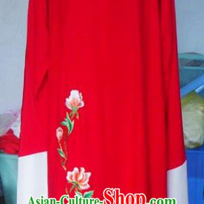 Chinese Traditional Beijing Opera Scholar Costumes China Peking Opera Niche Embroidered Peony Red Clothing for Adults