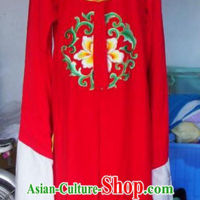 Chinese Traditional Beijing Opera Scholar Costumes China Peking Opera Niche Embroidered Peony Red Robe for Adults