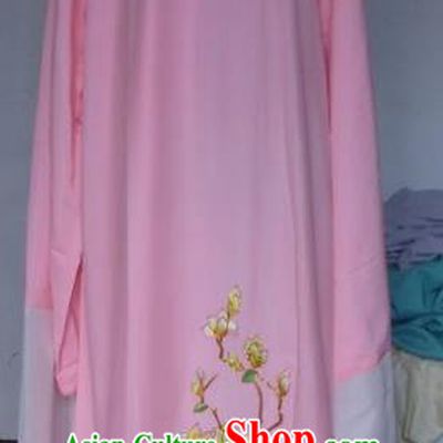 Chinese Traditional Beijing Opera Scholar Costumes Niche Embroidered Printing Mangnolia Pink Robe for Adults