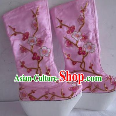 Chinese Traditional Beijing Opera Scholar Boots Embroidered Plum Blossom Shoes for Men