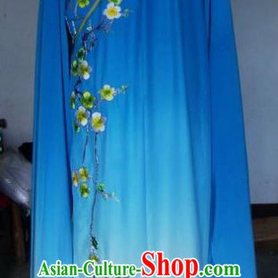 Chinese Traditional Beijing Opera Scholar Costumes Niche Embroidered Wintersweet Blue Robe for Adults