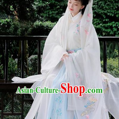 Chinese Ancient Jin Dynasty Princess Hanfu Dress Embroidered Costumes Complete Set for Women