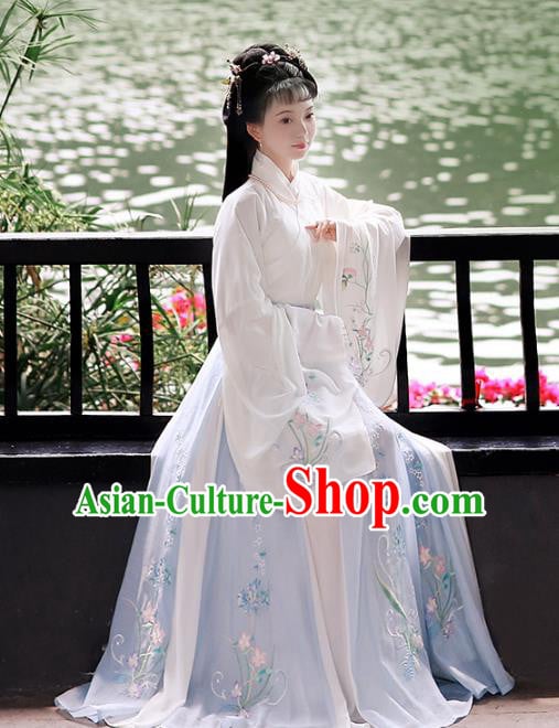 Chinese Ancient Palace Lady Hanfu Han Dynasty Imperial Concubine Queen Embroidered Historical Costumes