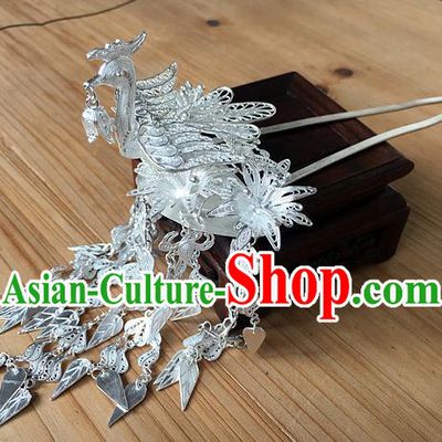 Chinese Traditional Ancient Sliver Tassel Hair Clip Hanfu Hairpins Hair Accessories for Women