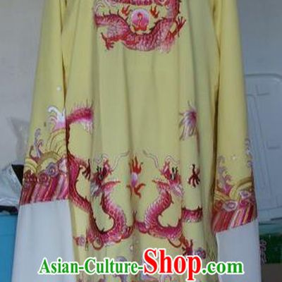 Chinese Traditional Shaoxing Opera Prince Embroidered Dragon Yellow Robe Peking Opera Niche Costumes for Adults