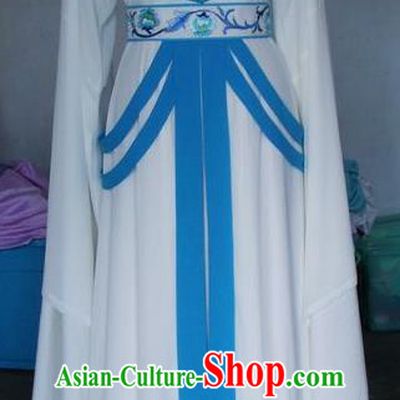 Chinese Traditional Beijing Opera Young Lady Costumes China Peking Opera Embroidered White Dress for Adults