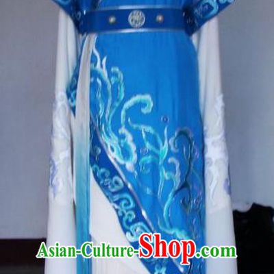 Chinese Traditional Shaoxing Opera Princess Blue Robe Peking Opera Niche Costumes for Adults