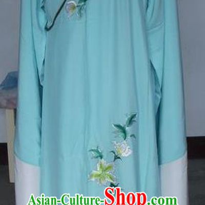 Chinese Traditional Shaoxing Opera Embroidered Blue Robe Peking Opera Niche Costumes for Adults