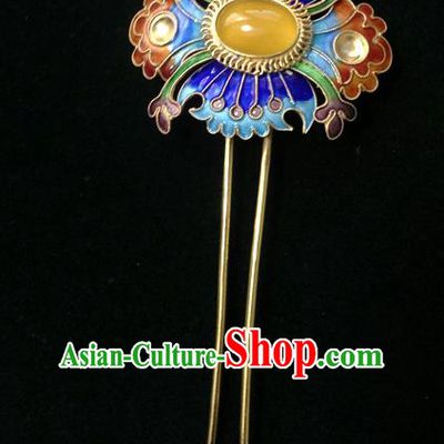 Chinese Traditional Ancient Handmade Cloisonne Lotus Hairpins Hair Accessories Hair Clip for Women