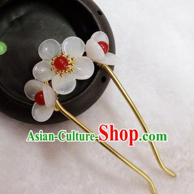 Chinese Traditional Hair Accessories Ancient Bride Hairpins White Flowers Hair Clip for Women