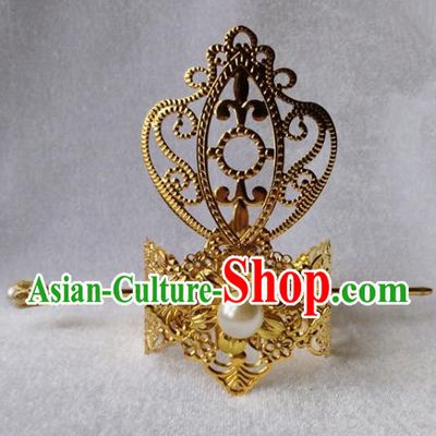 Chinese Traditional Ancient Prince White Bead Tuinga Hair Accessories Swordsman Hairpins for Men