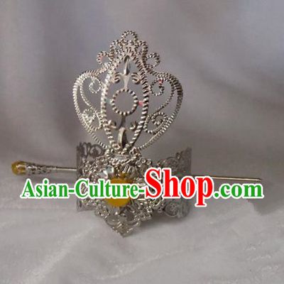 Chinese Traditional Ancient Prince Yellow Bead Tuinga Hair Accessories Swordsman Hairpins for Men