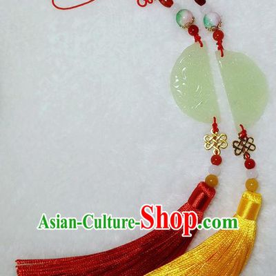 Handmade Chinese Ancient Accessories Jade Moon Tassel Waist Pendant for Women