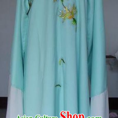 Chinese Traditional Shaoxing Opera Niche Embroidered Chrysanthemum Green Robe Clothing Peking Opera Scholar Costume for Adults
