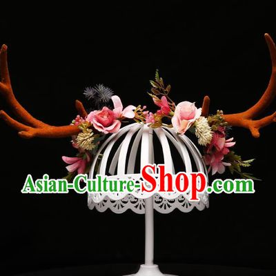 Children Modern Dance Hair Accessories Stage Performance Antlers Hair Clasp for Kids