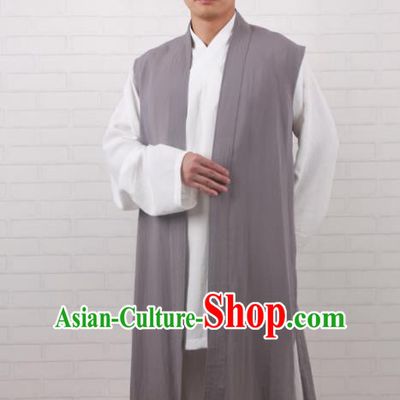 Chinese Traditional Martial Arts Costume Tai Chi Taoist Kung Fu Grey Vest for Men