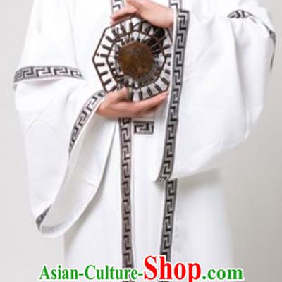 Chinese Traditional Martial Arts Costume Kung Fu Taoist White Robe for Men