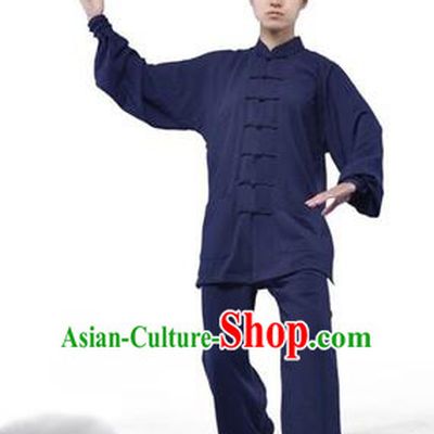 Chinese Traditional Martial Arts Costumes Tai Chi Kung Fu Navy Suits for Women